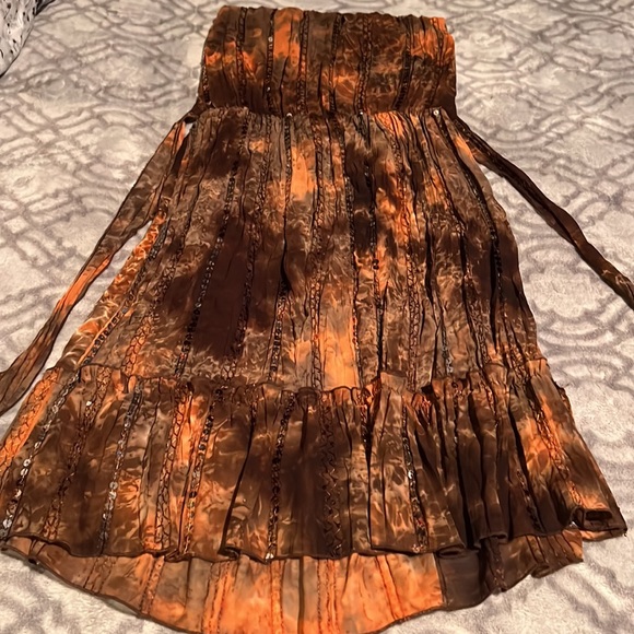 Beau Bois brown and copper tie die and sequin dress size M! - Picture 6 of 11
